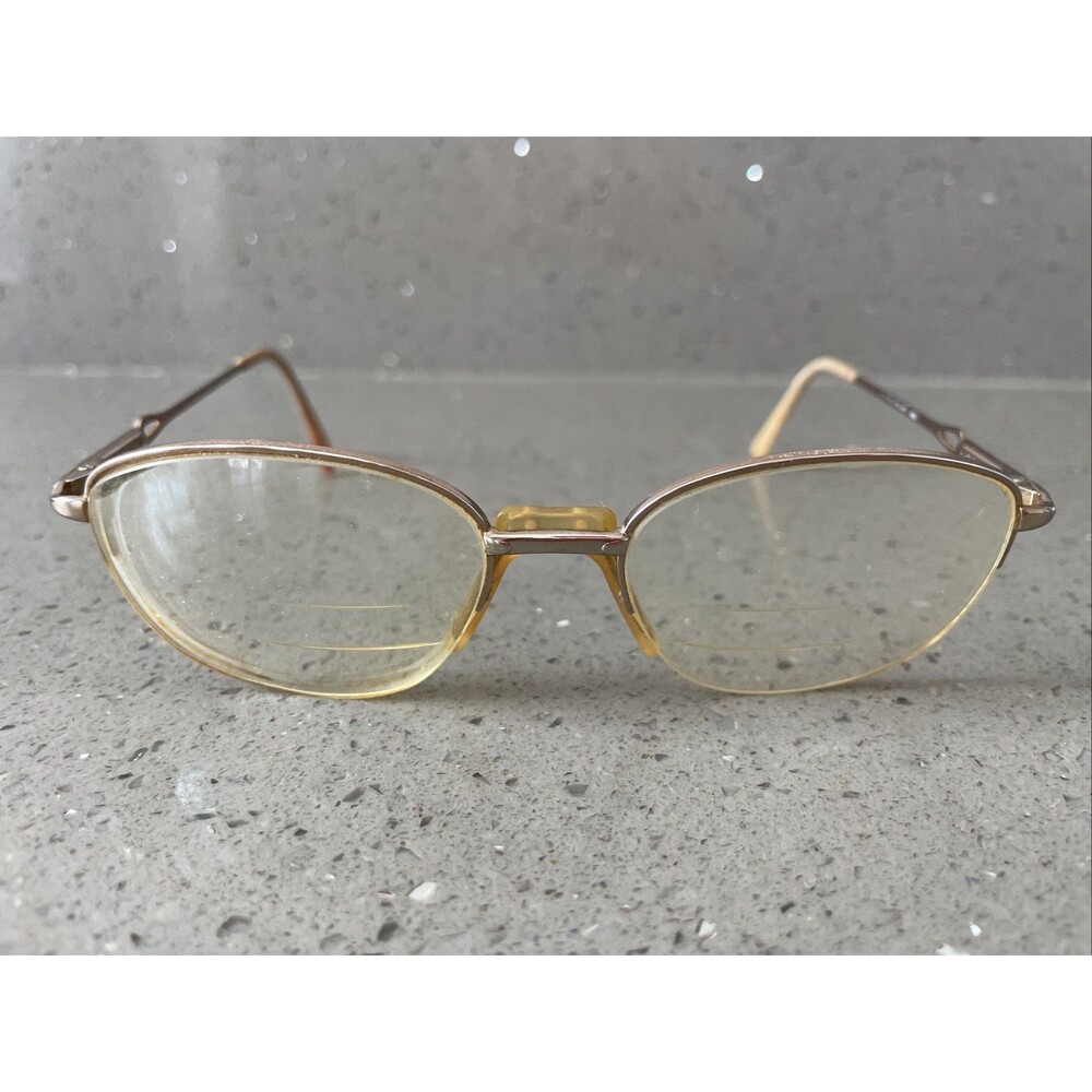 Safilo Eyeglasses Frames ONLY Elasta 51-17-130 4672 K9N gold half rim Italy Vtg